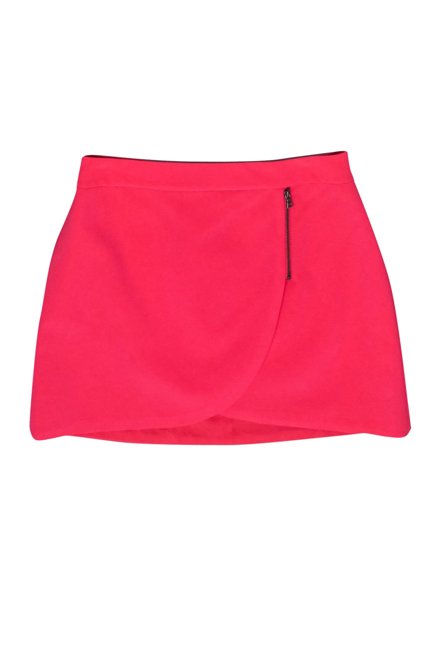 Alice & Olivia - Hot Pink Faux Wrap Miniskirt w/ Zipper Accents Sz 10