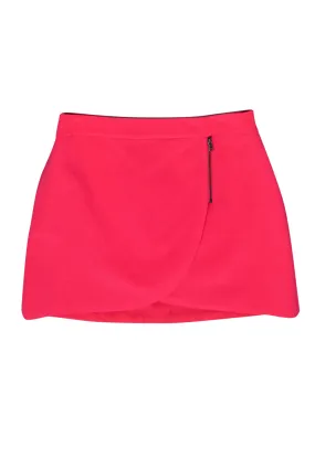 Alice & Olivia - Hot Pink Faux Wrap Miniskirt w/ Zipper Accents Sz 10