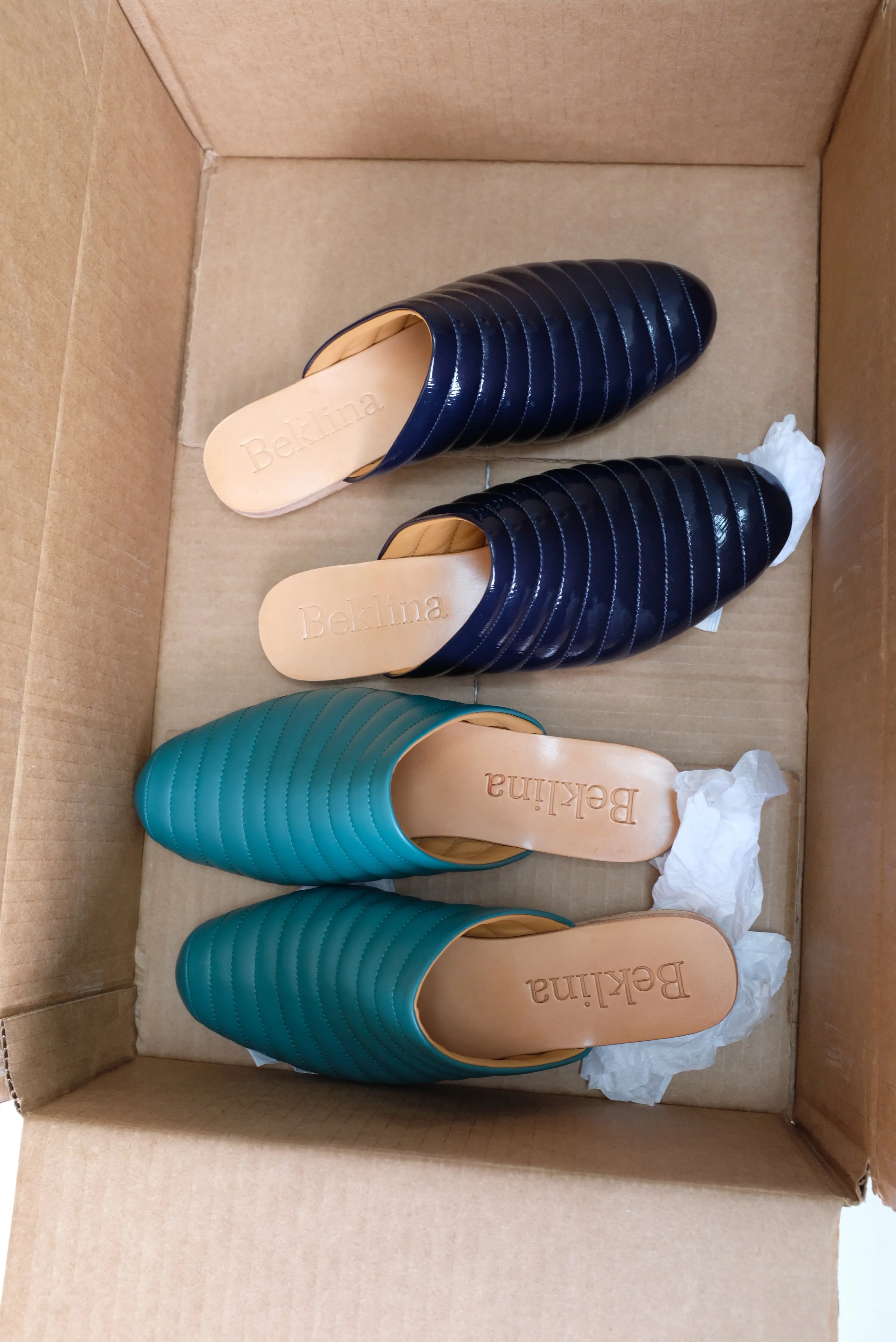 Beklina Ribbed Flats Navy Patent