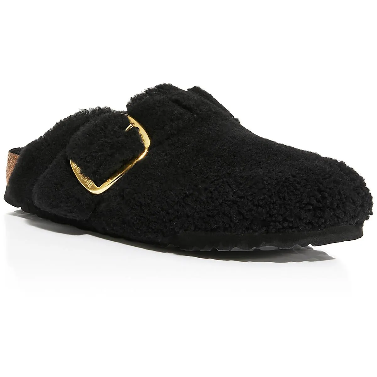 Birkenstock Womens Boston Big Buckle Fuzzy Slip On Mules