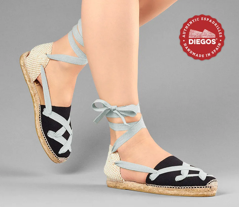 Black flat Lola classic laces espadrilles