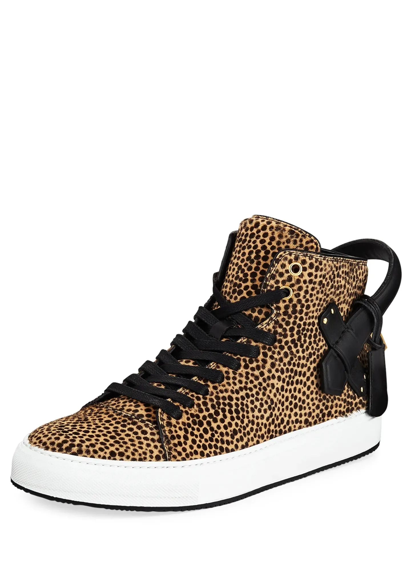 BUSCEMI MEN'S 100MM LEOPARD CALF HAIR HIGH TOP SNEAKERS