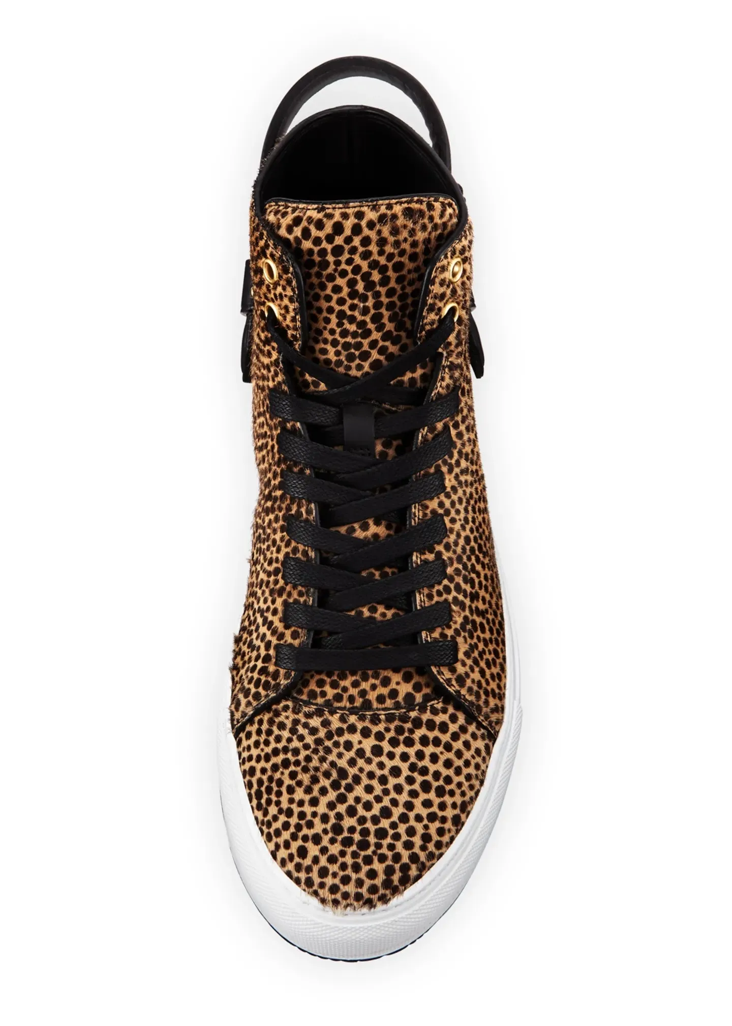 BUSCEMI MEN'S 100MM LEOPARD CALF HAIR HIGH TOP SNEAKERS