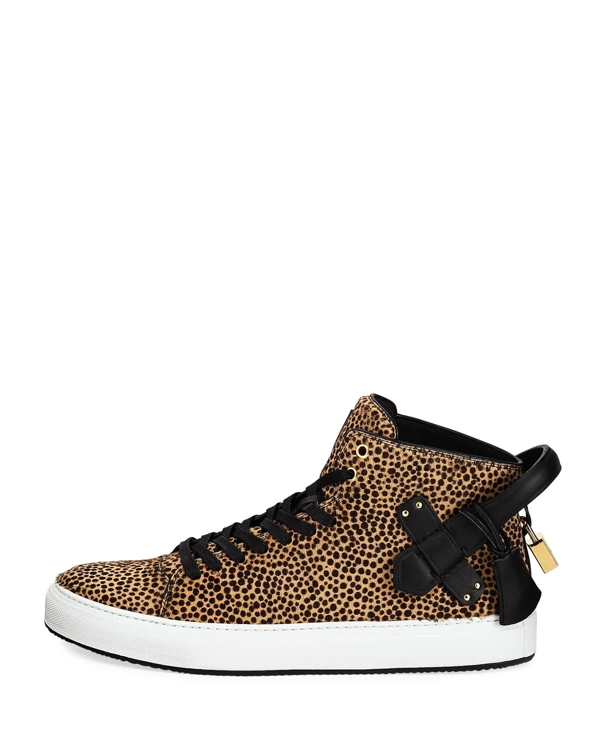 BUSCEMI MEN'S 100MM LEOPARD CALF HAIR HIGH TOP SNEAKERS