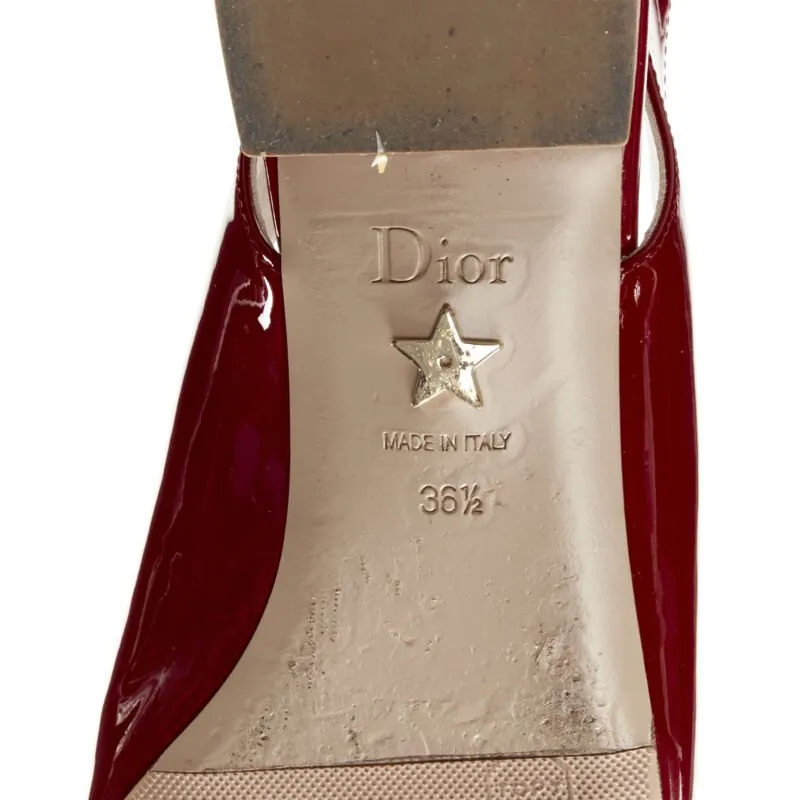 CHRISTIAN DIOR Obsesse-D red patent leather slingback pointy flats EU36.5