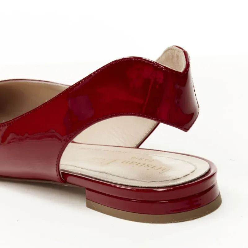 CHRISTIAN DIOR Obsesse-D red patent leather slingback pointy flats EU36.5