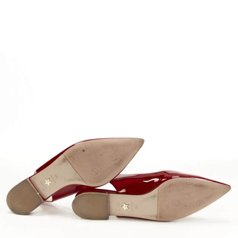 CHRISTIAN DIOR Obsesse-D red patent leather slingback pointy flats EU36.5