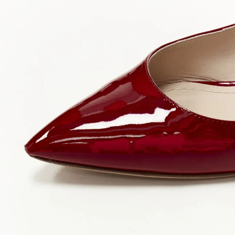CHRISTIAN DIOR Obsesse-D red patent leather slingback pointy flats EU36.5