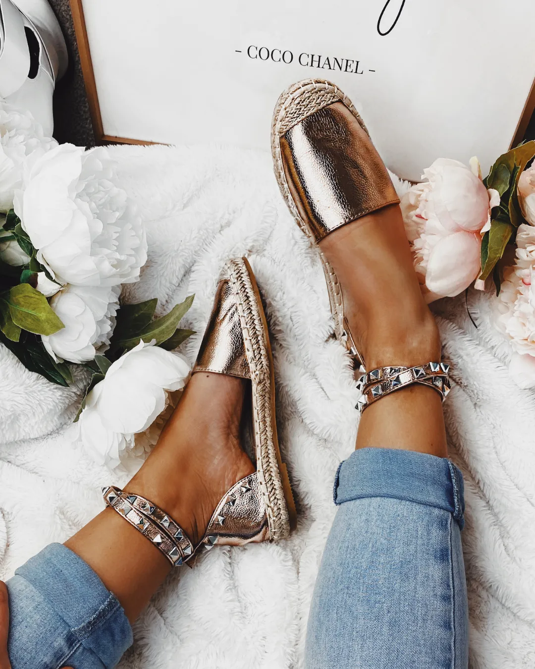 Cross My Heart Espadrilles in Rose Gold