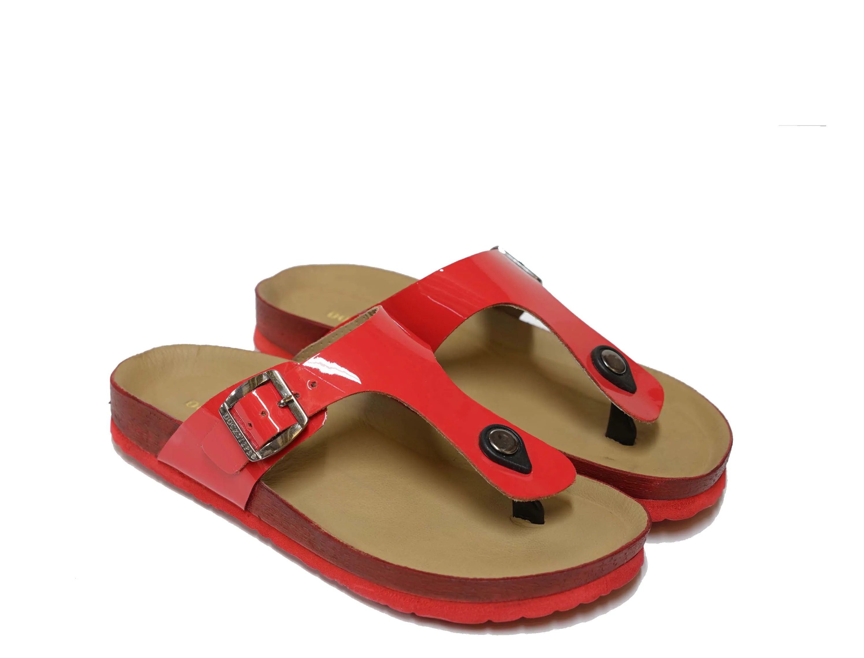 Docksteps Women's Red Patent Leather Thongs DSE105458