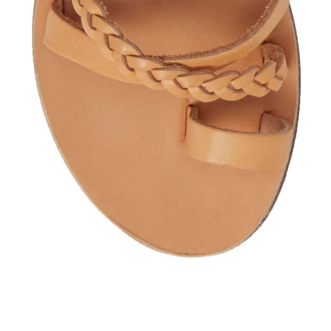 Eve - Leather braided toe ring lace-up sandal