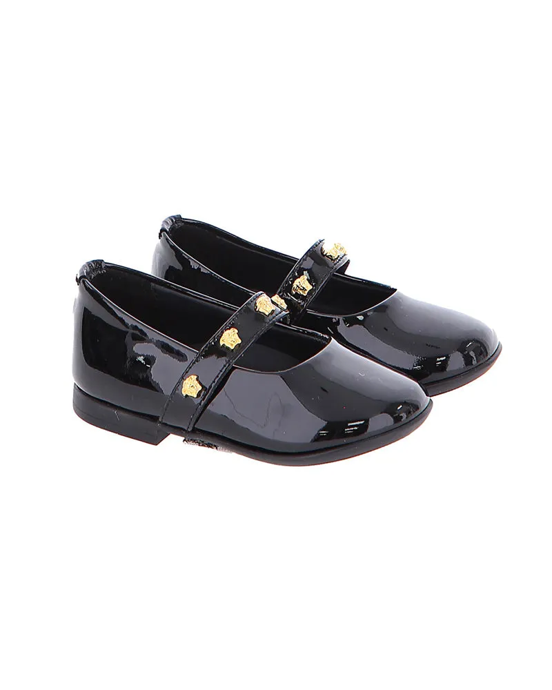 Girls Black Patent Leather Ballerinas