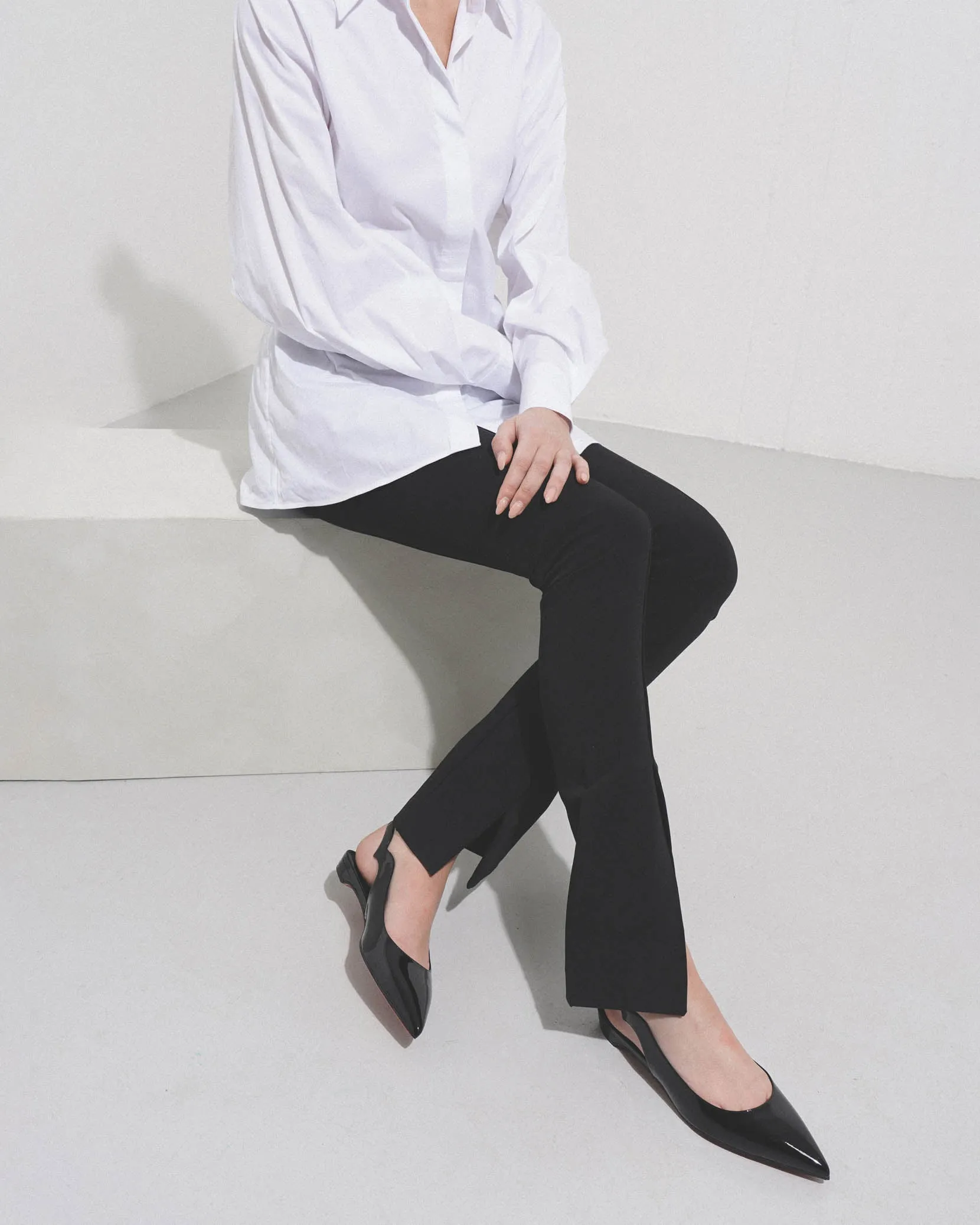 Hot Chickita sling black patent flats