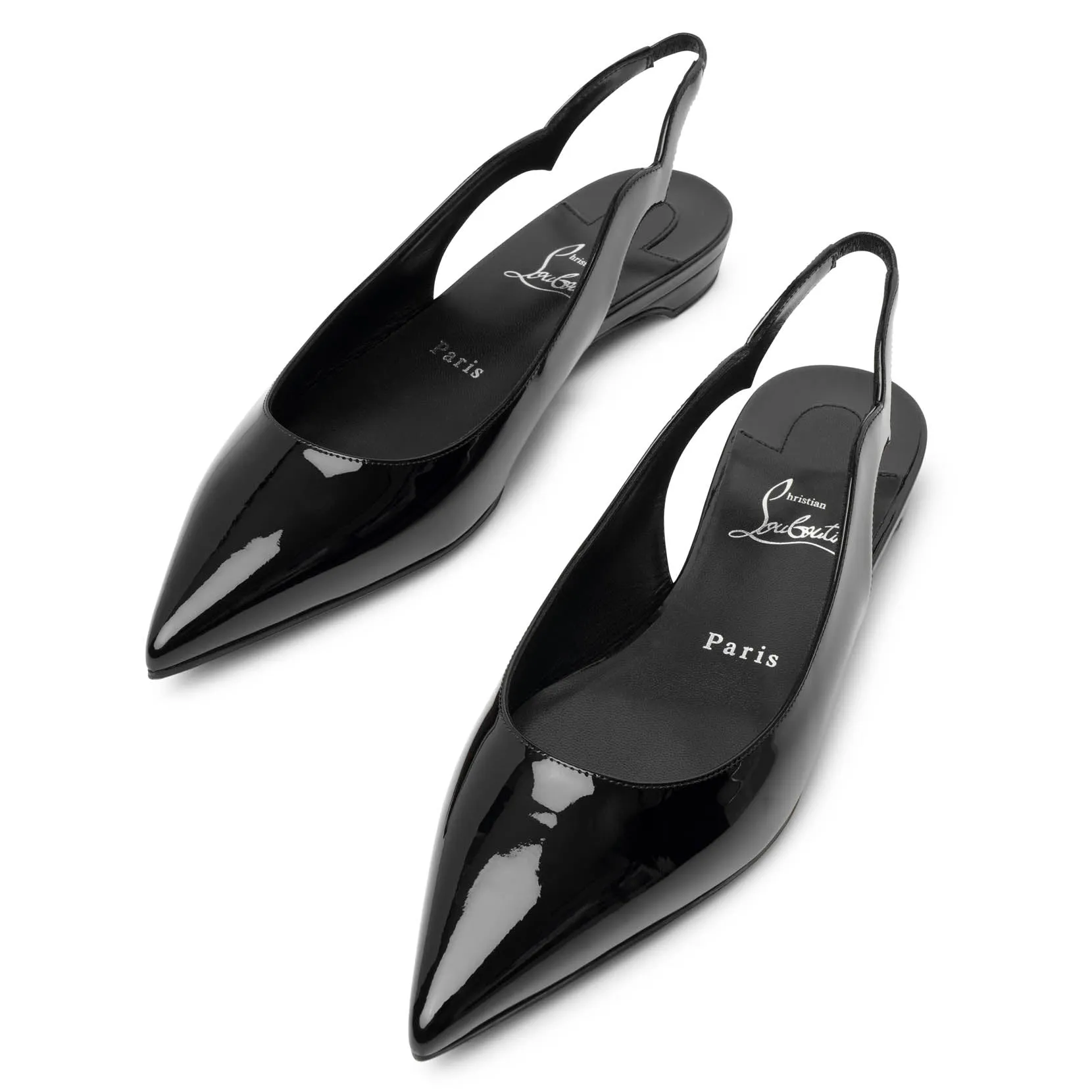 Hot Chickita sling black patent flats