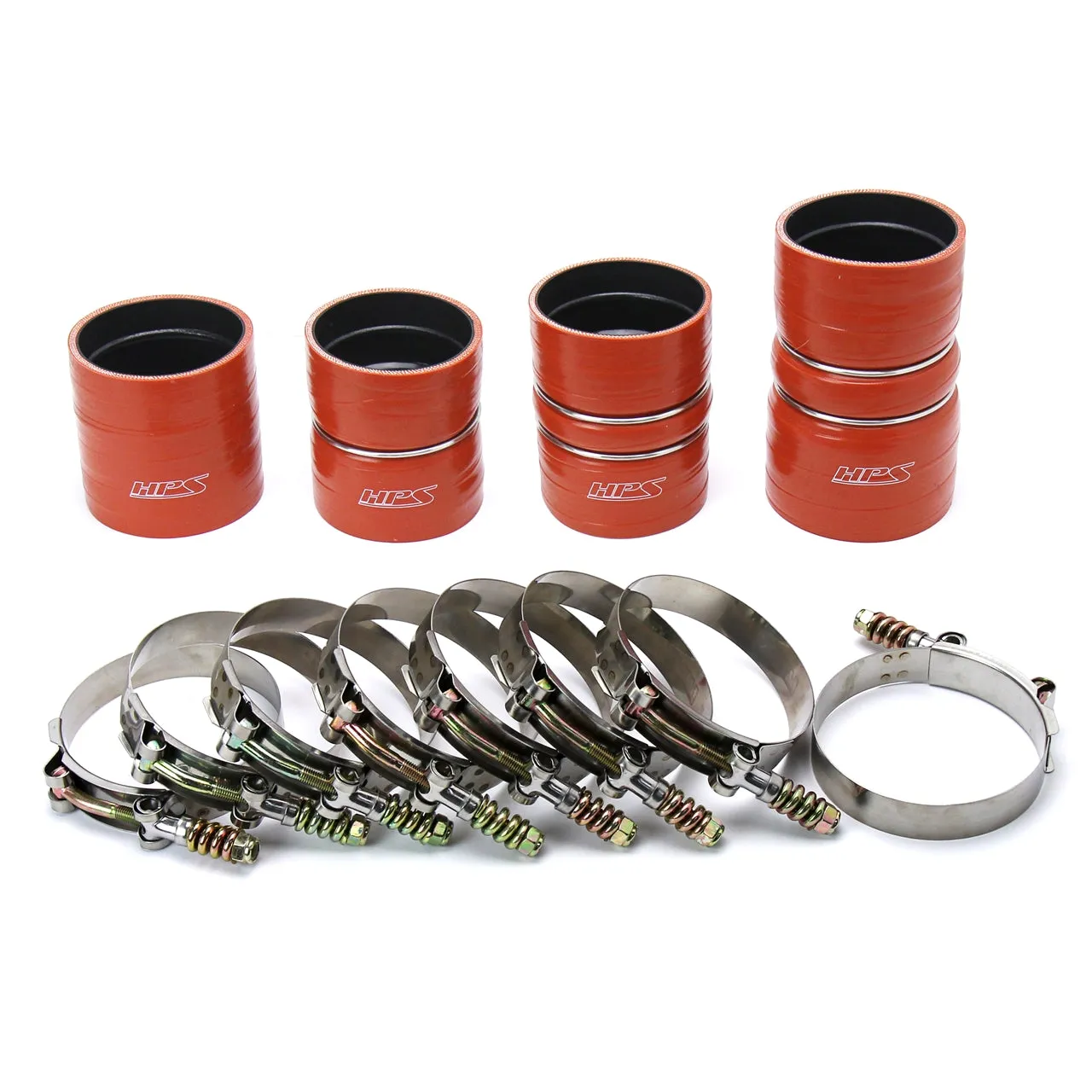 HPS Silicone Intercooler Hoses Ford F250/F350/F450/F550 Superduty 6.4L V8 Powerstroke (08-10) [High Temp Aramid Reinforced Boots Kit] Orange or Black
