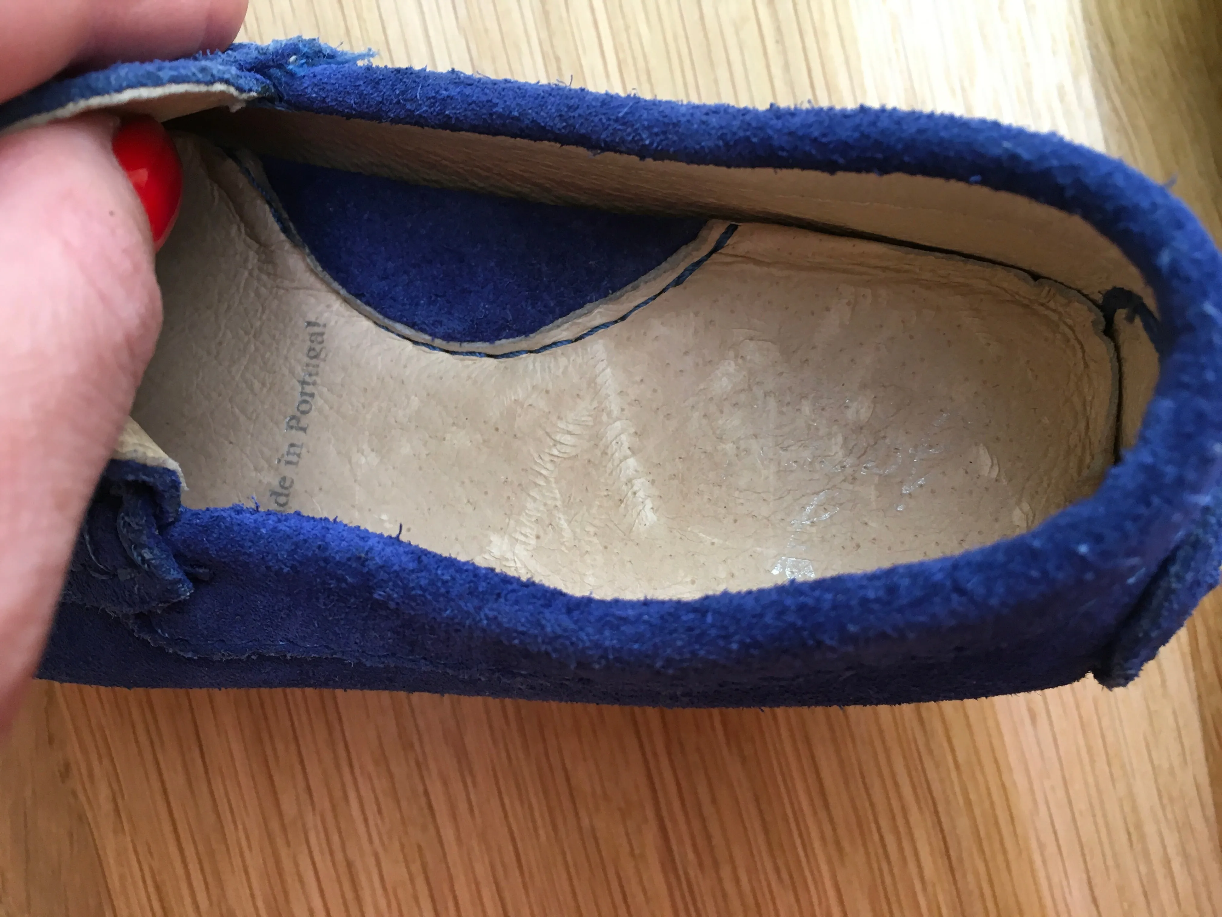 JACADI Blue Leather Shoes Loafers Moccasins Size 27 Boys Children