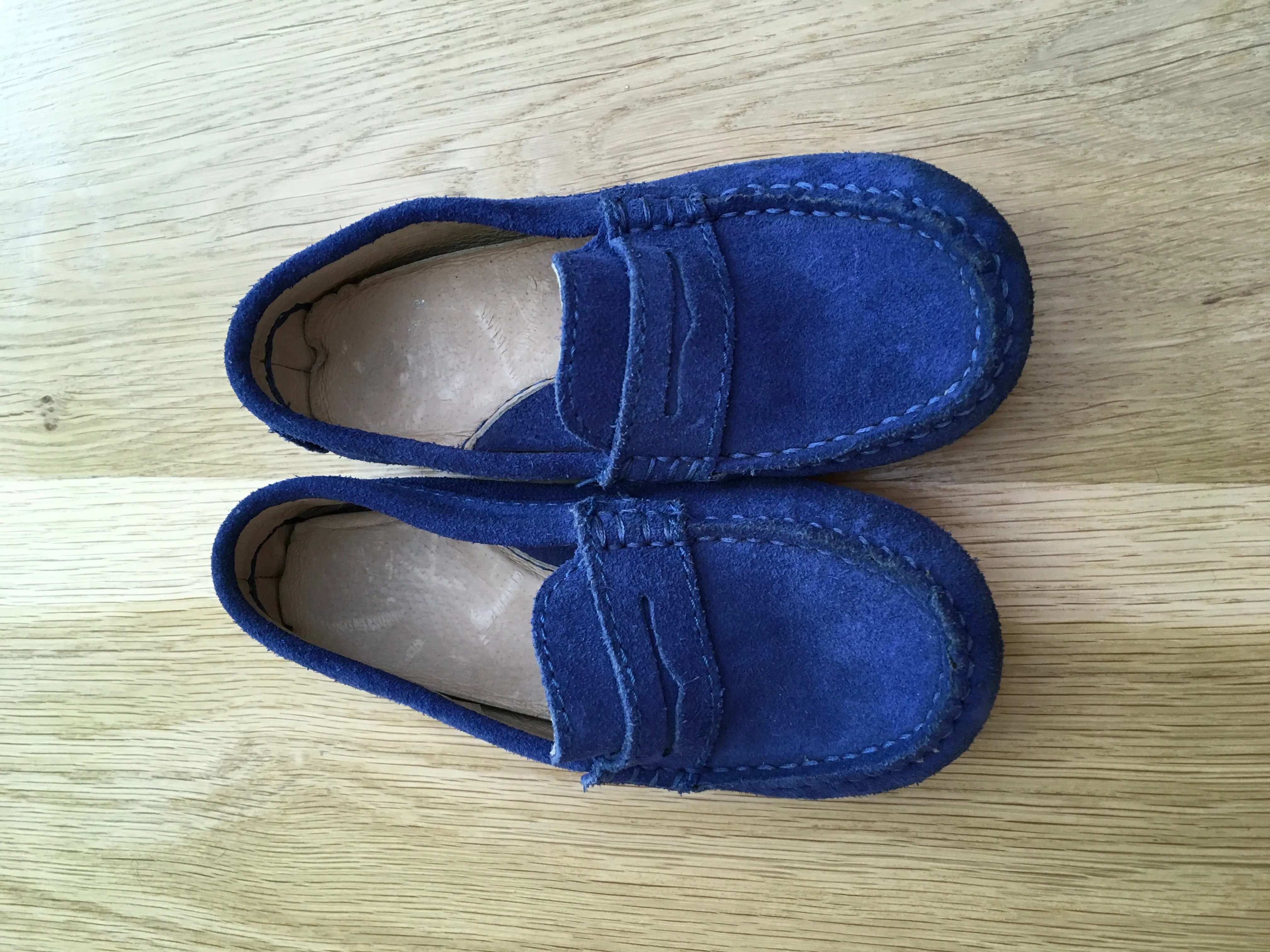 JACADI Blue Leather Shoes Loafers Moccasins Size 27 Boys Children