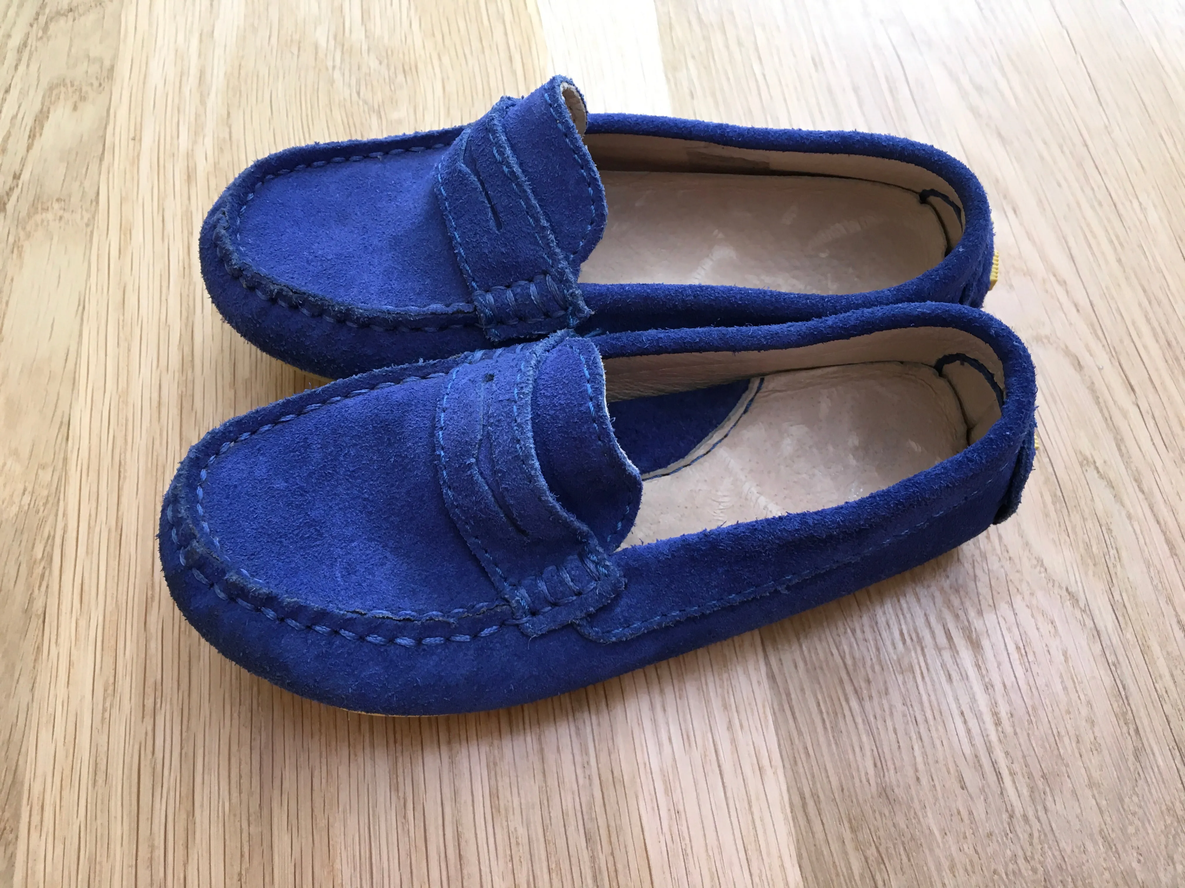 JACADI Blue Leather Shoes Loafers Moccasins Size 27 Boys Children