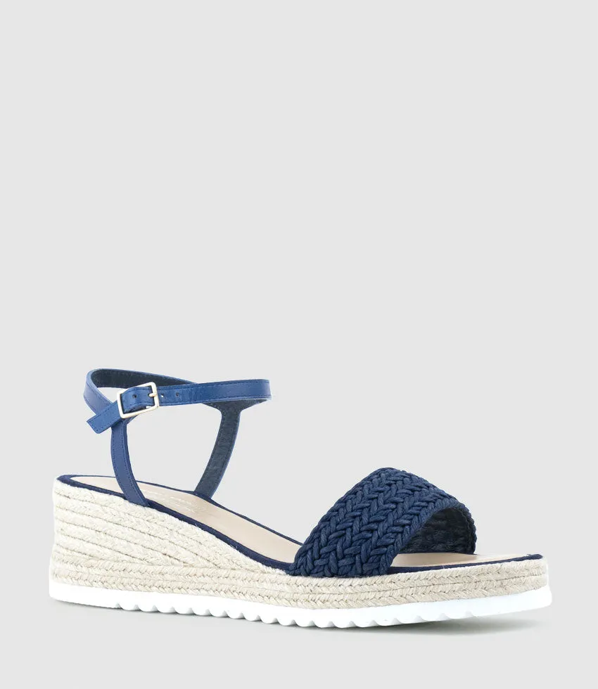 MARTINA Woven Front Espadrille in Navy