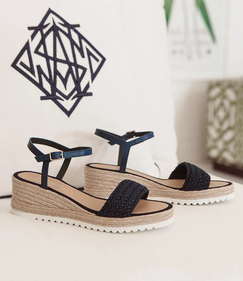 MARTINA Woven Front Espadrille in Navy