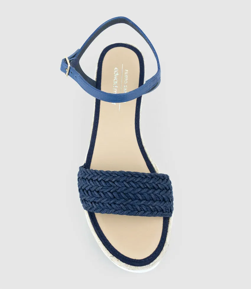 MARTINA Woven Front Espadrille in Navy