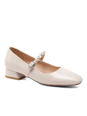 Mary Jane Pearls Block Heel