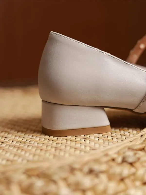 Mary Jane Pearls Block Heel
