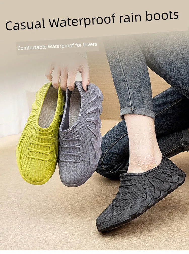 Men's Low Ankle Rain Boots Waterproof Non-Slip Short Rubber Shoes