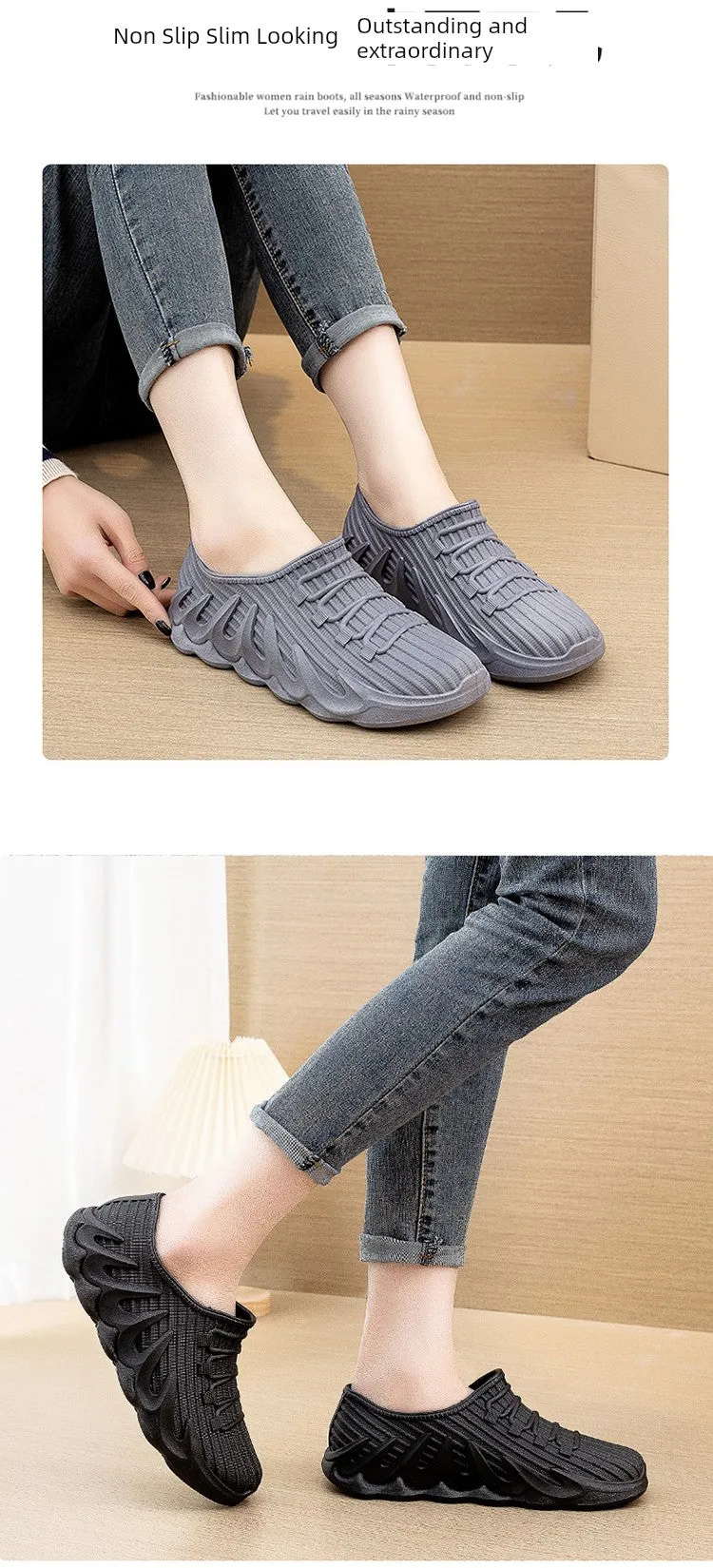 Men's Low Ankle Rain Boots Waterproof Non-Slip Short Rubber Shoes