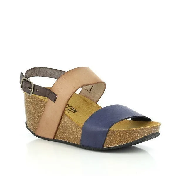 Plakton 275028 Blue and Tan Women's Wedge Sandals