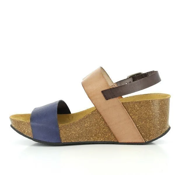 Plakton 275028 Blue and Tan Women's Wedge Sandals