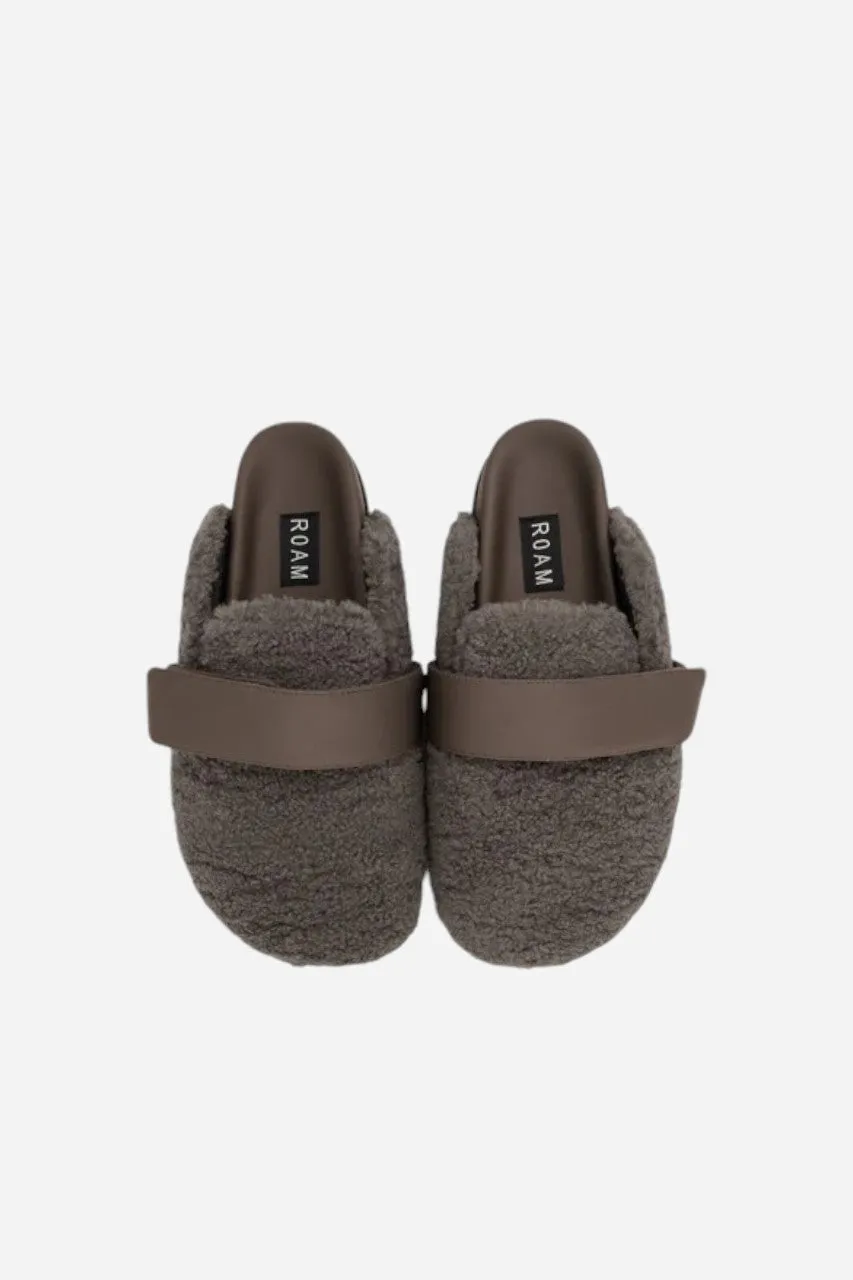 Roam Fuzzy Loafer Mule Taupe