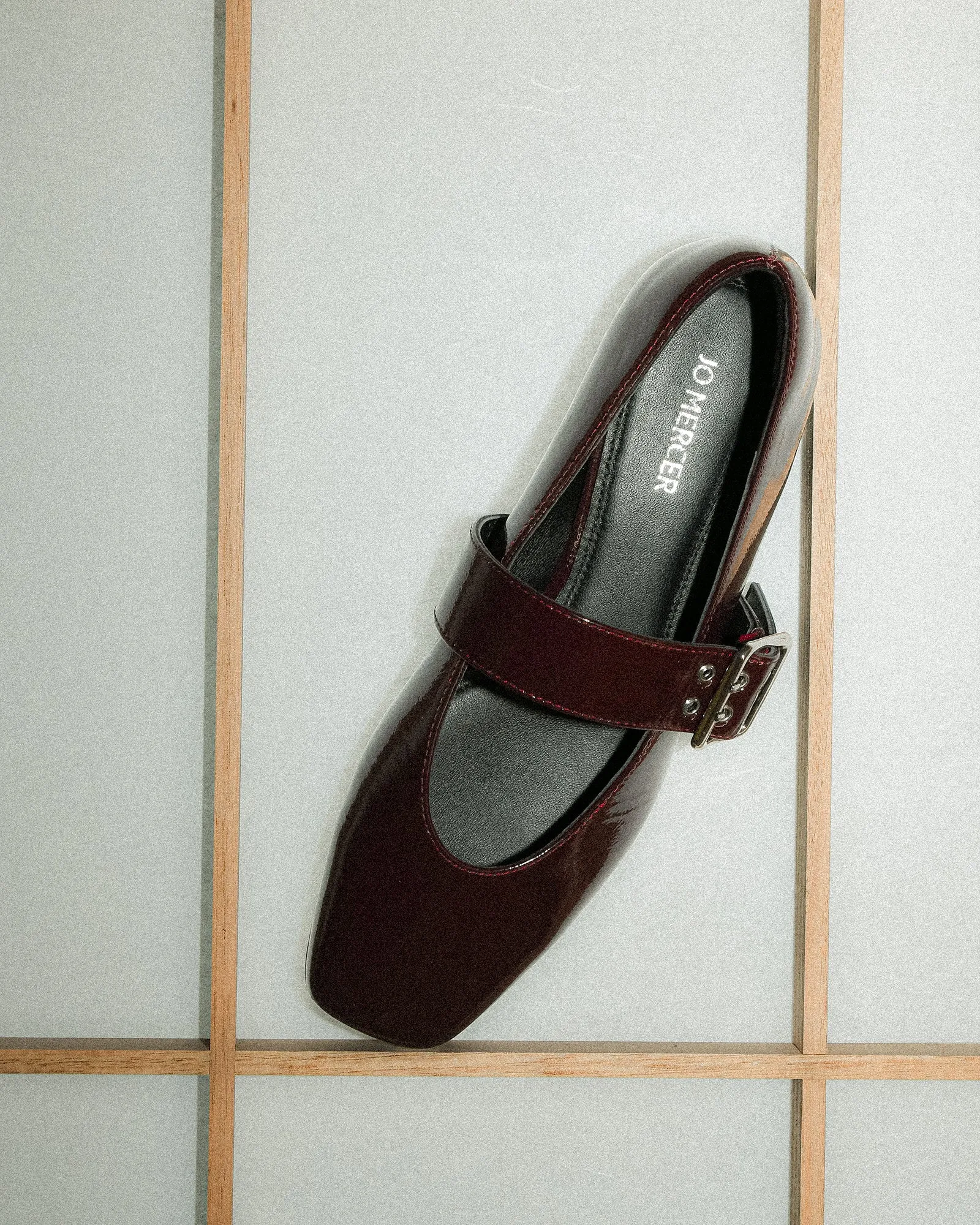 SARAH CASUAL FLATS MERLOT CRINKLE PATENT