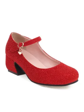 Sequin Fabric Round Toe Block Heel&Loafers