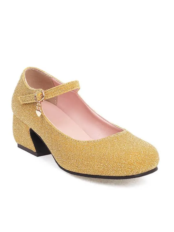 Sequin Fabric Round Toe Block Heel&Loafers