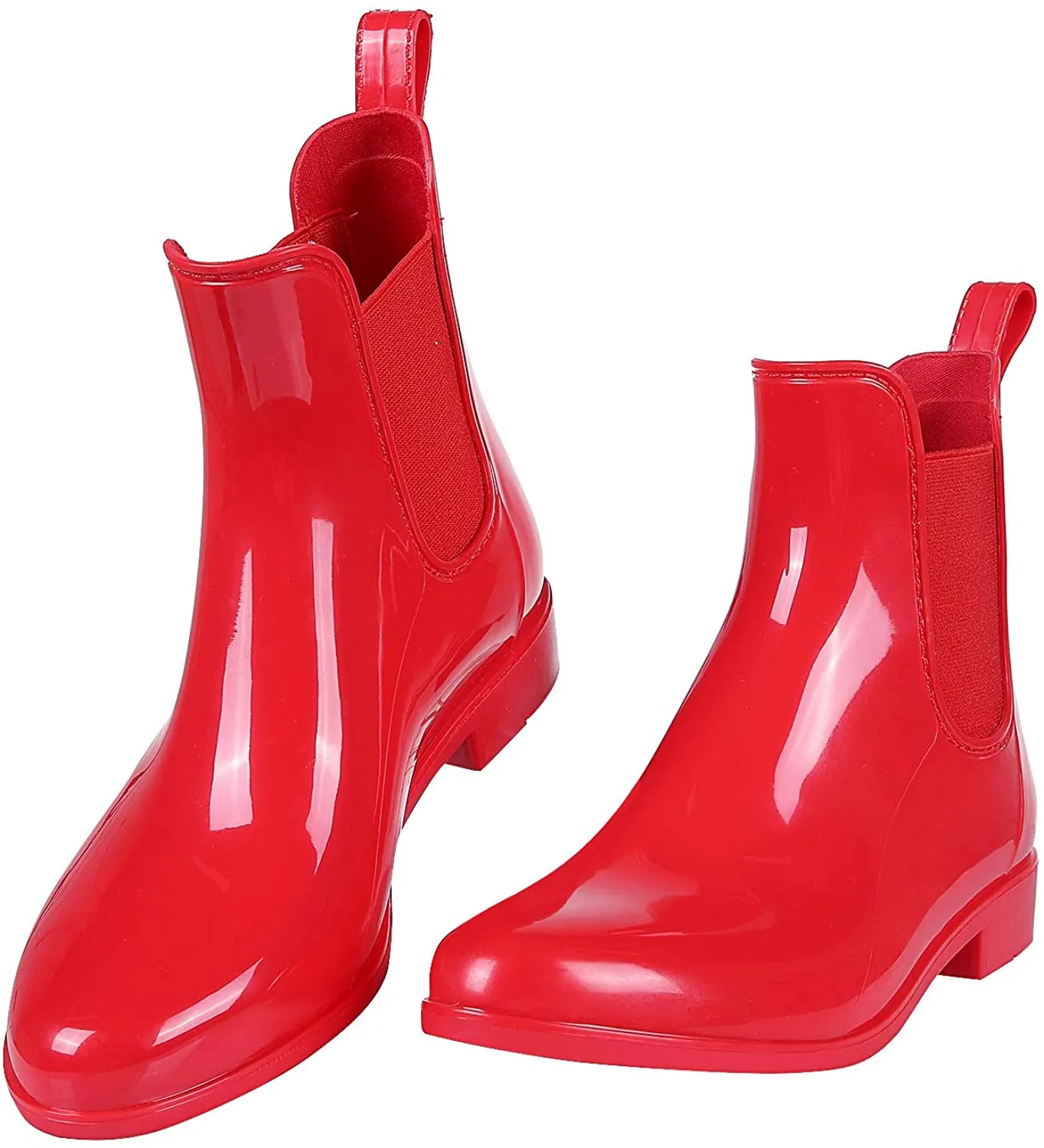 Short Ankle Rain Boots Red Lightweight Rubber Waterproof Booties