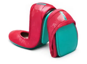 TIEKS RAZZLEBERRY ITALIAN LEATHER BALLET FLATS