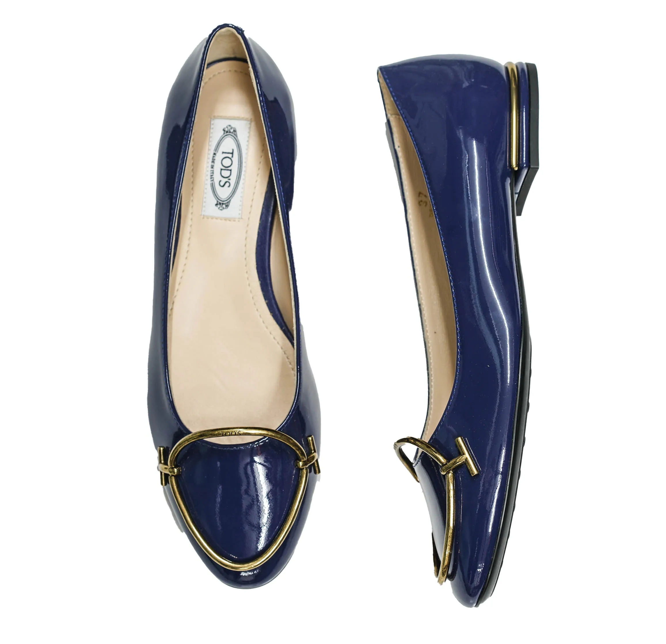 Tod's Women's Ink Patent Buckle Ballerina Flat BOAT50 - 40%OFF