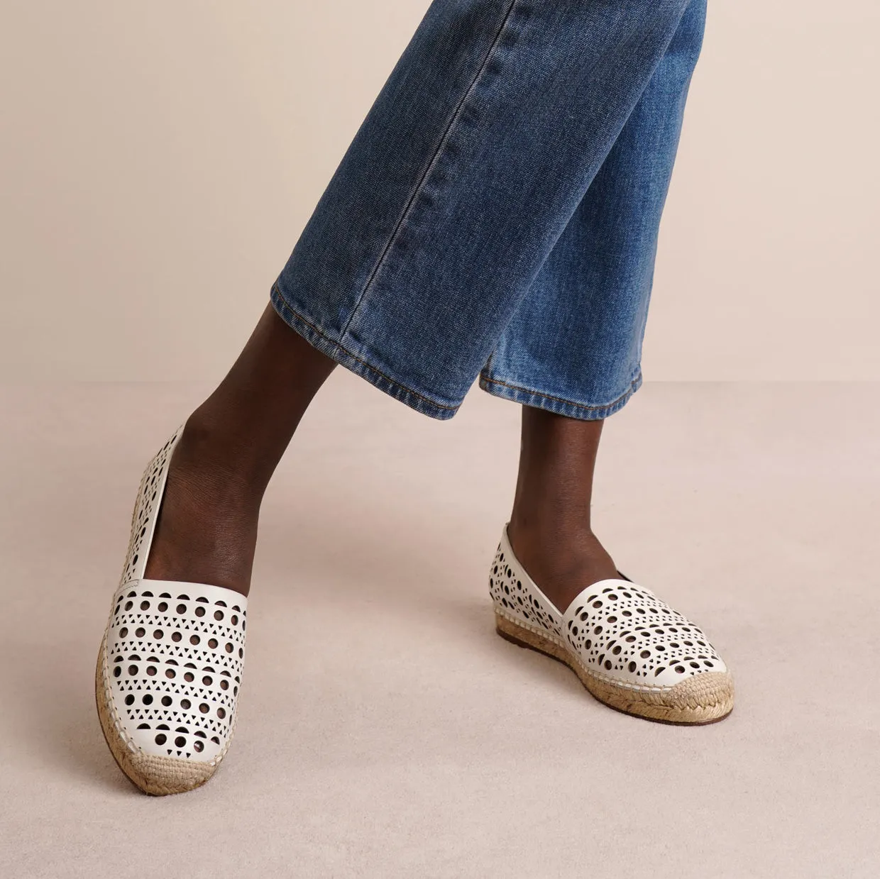 Vienne white leather espadrilles