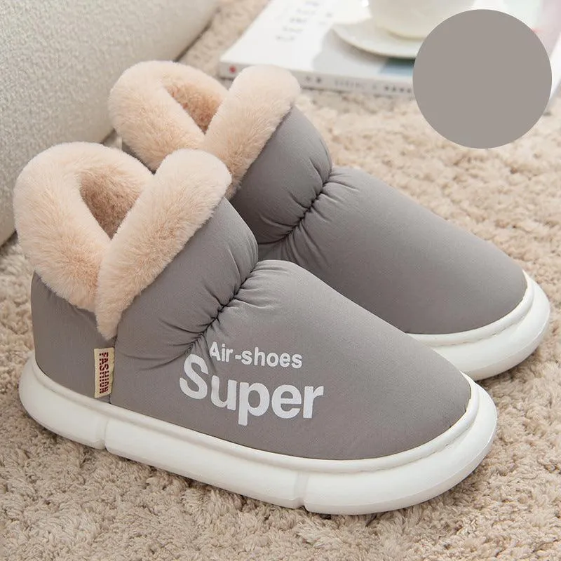 Warm Plush Fleece High Back Slippers – Cozy Winter House Shoes
