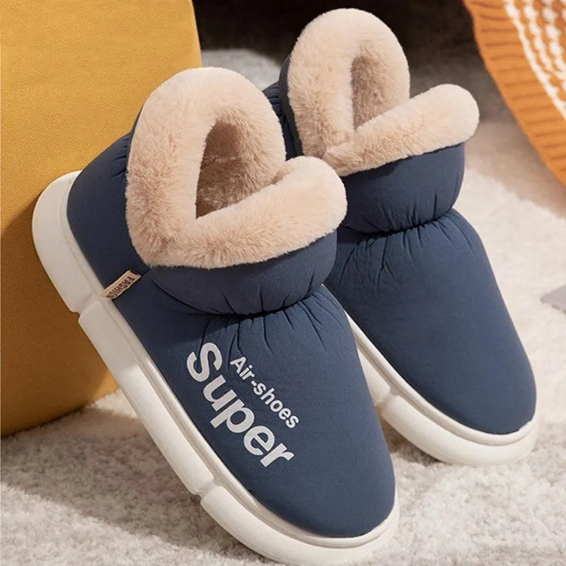 Warm Plush Fleece High Back Slippers – Cozy Winter House Shoes