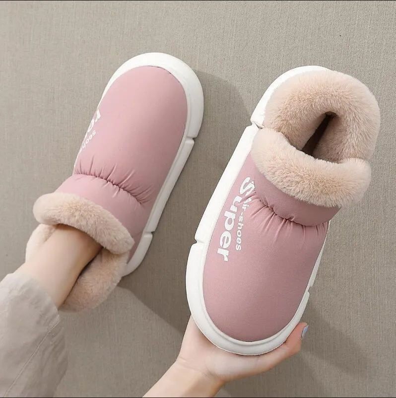 Warm Plush Fleece High Back Slippers – Cozy Winter House Shoes