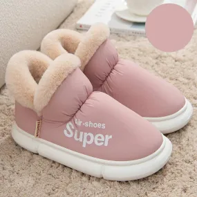 Warm Plush Fleece High Back Slippers – Cozy Winter House Shoes