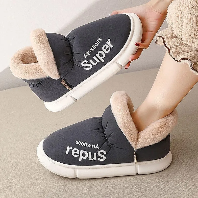 Warm Plush Fleece High Back Slippers – Cozy Winter House Shoes