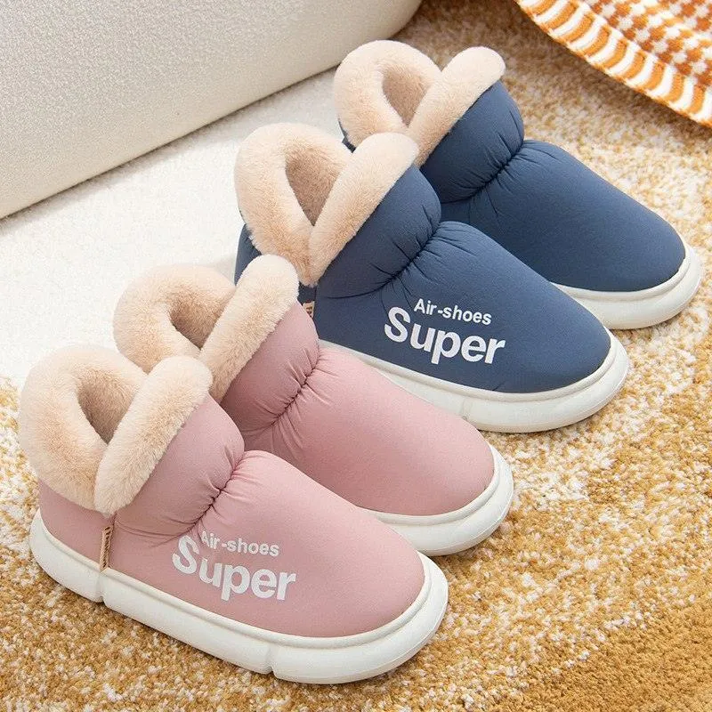 Warm Plush Fleece High Back Slippers – Cozy Winter House Shoes