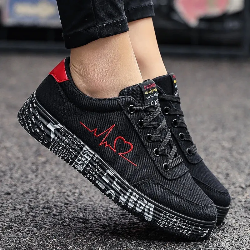 Women Red High Top Sneakers Shoes Spring Canvas Running Casual Sport Shoes