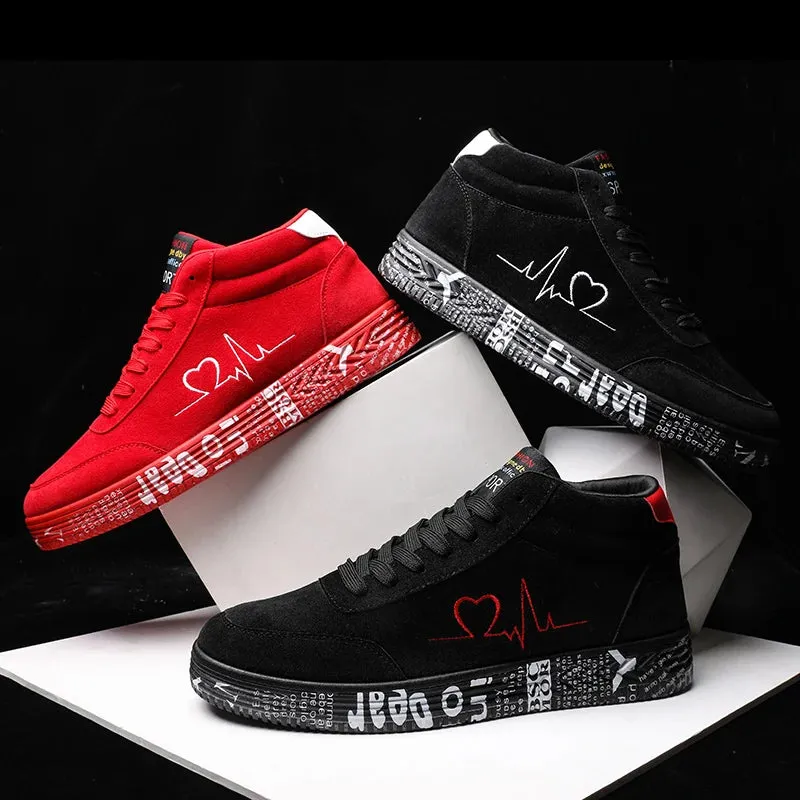 Women Red High Top Sneakers Shoes Spring Canvas Running Casual Sport Shoes