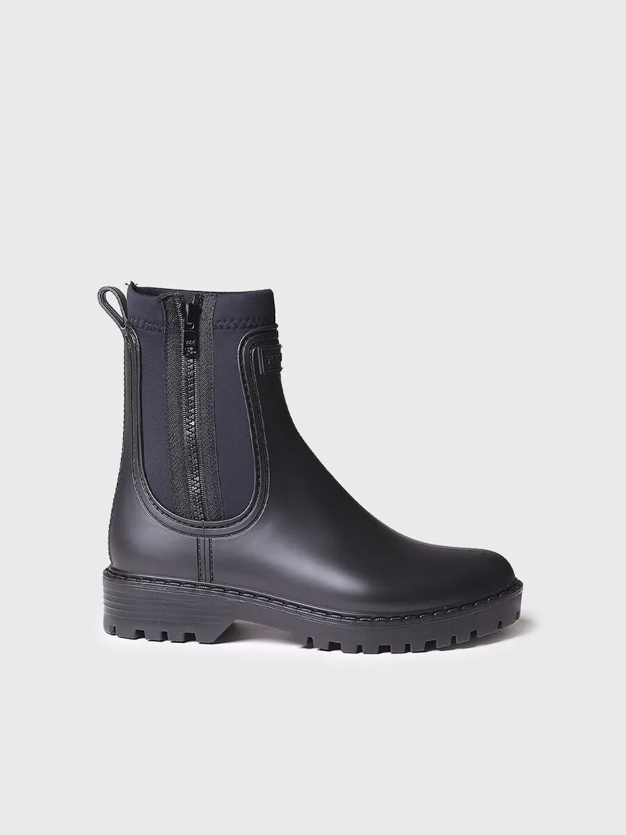 Women's Neoprene and Rubber rain Ankle boot in Black - CLAIS