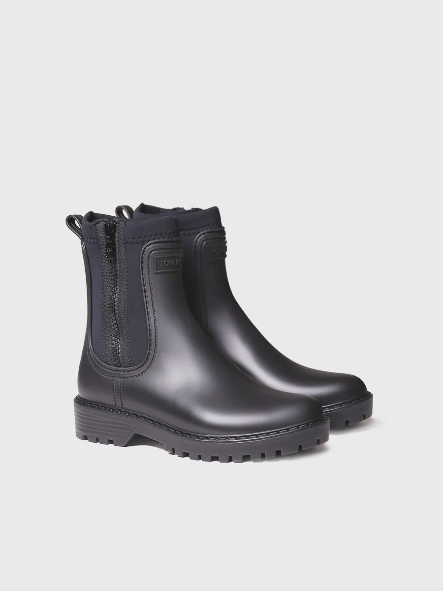 Women's Neoprene and Rubber rain Ankle boot in Black - CLAIS