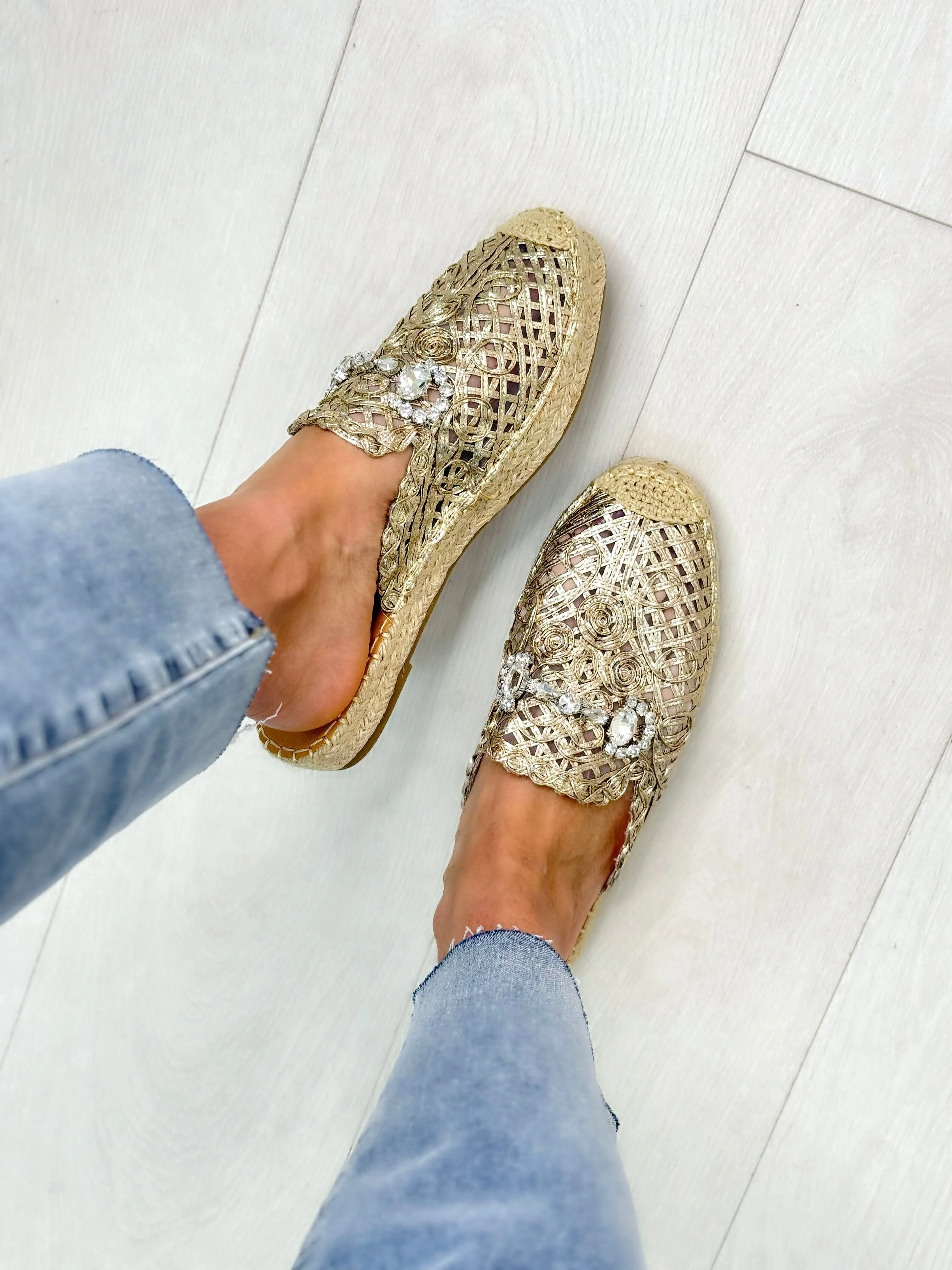 Zelda Crystal Detail Woven Espadrilles